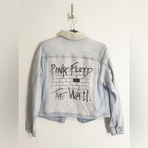 Pink Floyd & Red Hot Chili distressed upcycle trucker jean jacket ONE OF A KIND